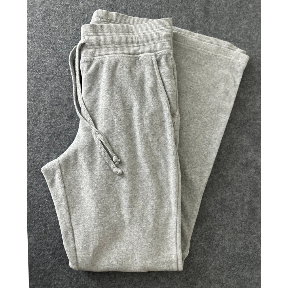 Aerie Velour Flare Leg Lounge Pants M Gray Drawstring Y2K Athleisure Cozy Casual